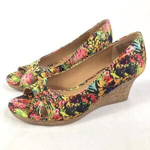 Dexflex Comfort Tropical Print Cork Wedge 8.5